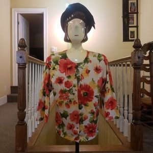 Jones New York Beautiful Signature Button Down 3/4 Sleeve Top (EUC)